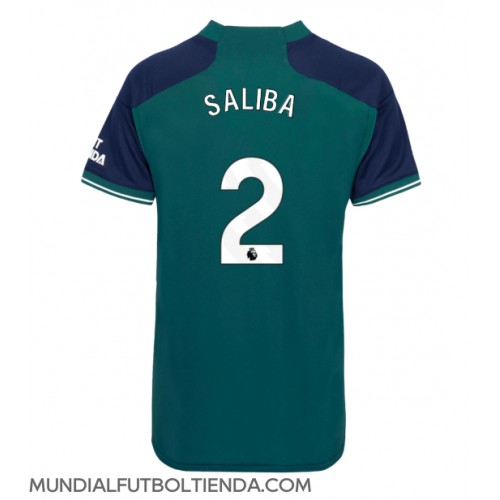 Camiseta Arsenal William Saliba #2 Tercera Equipación Replica 2023-24 para mujer mangas cortas